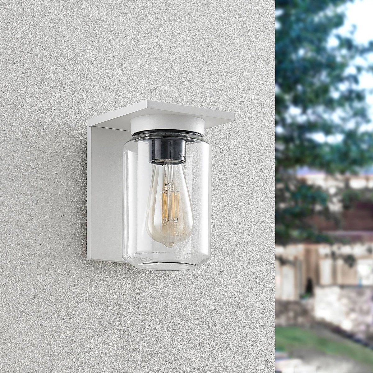 Applique extérieure en aluminium moderne blanc, transparent, LUCANDE