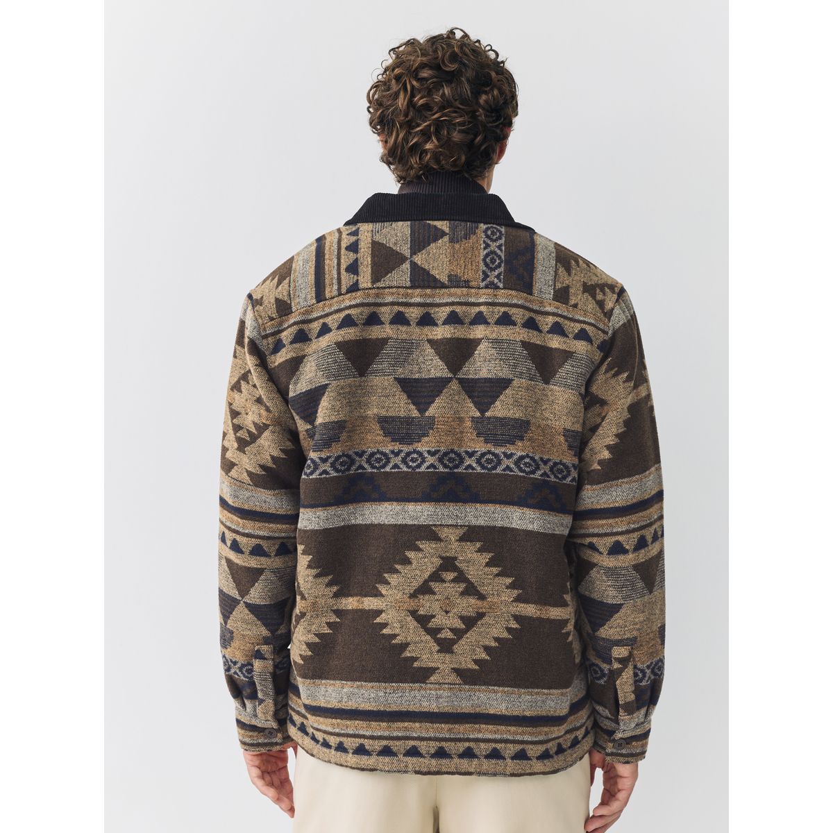 Surchemise style navajo avec peau lainée marron, NEXT