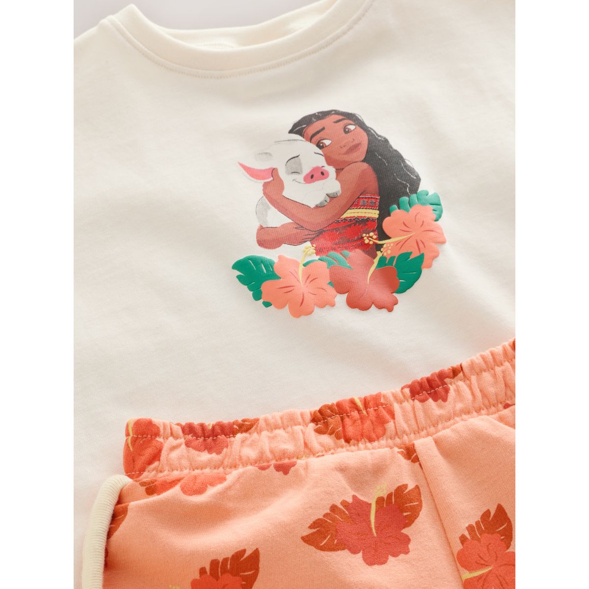 Haut à manches courtes et short disney moana corail/ecru, NEXT