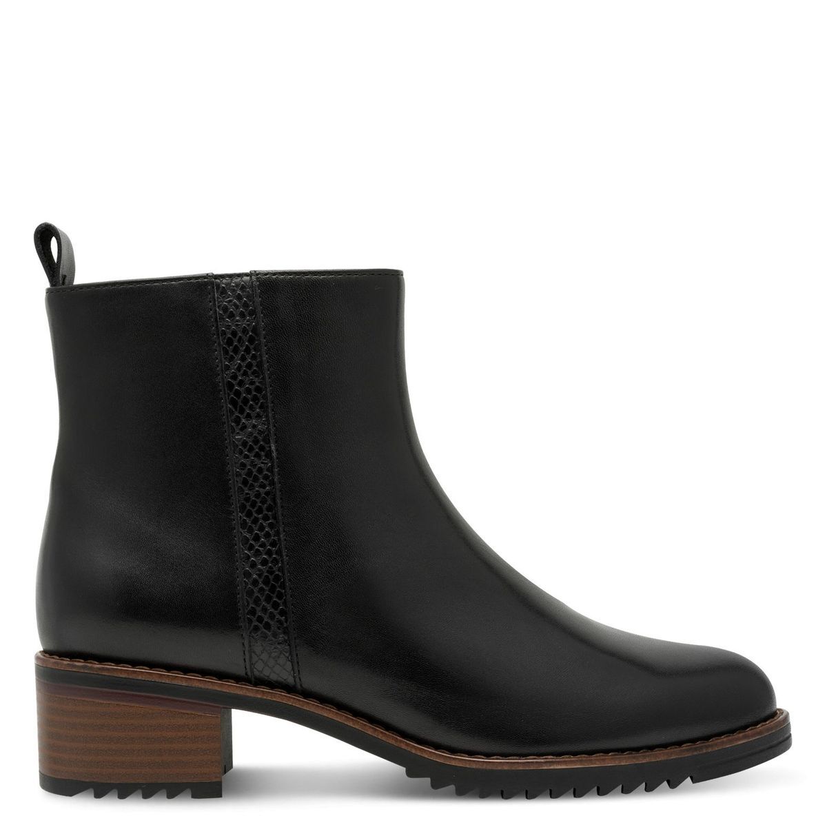 Bottine en cuir noir combiné, MARCO TOZZI