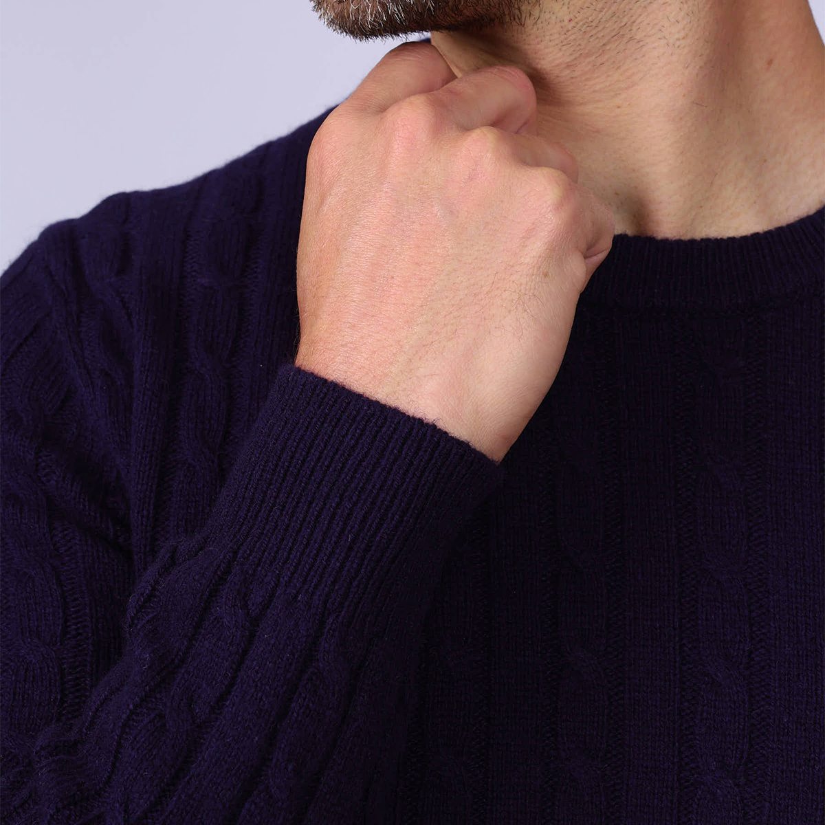 Pull torsadé Hector bleu marine, MISE AU GREEN