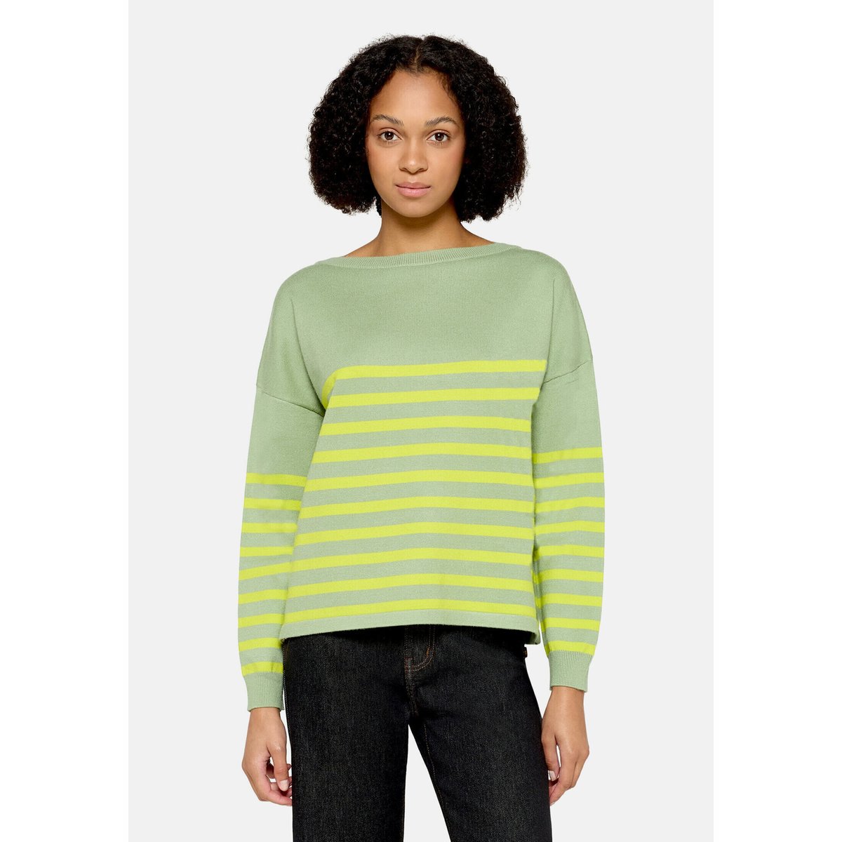 Pull-over en maille à encolure bateau green/yellow, CARTOON