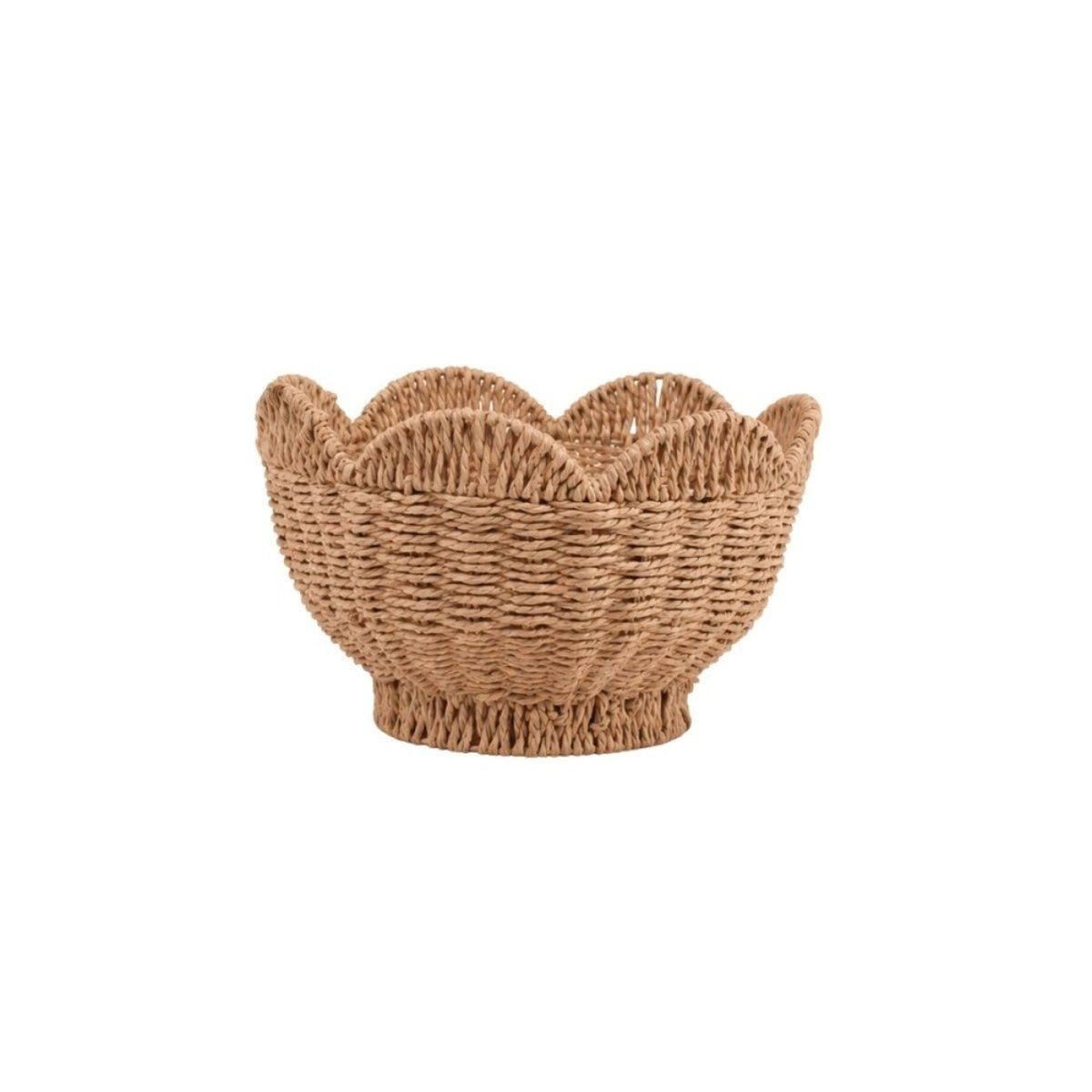 Corbeille forme fleur en corde papier 33cm naturel, ORNAMI