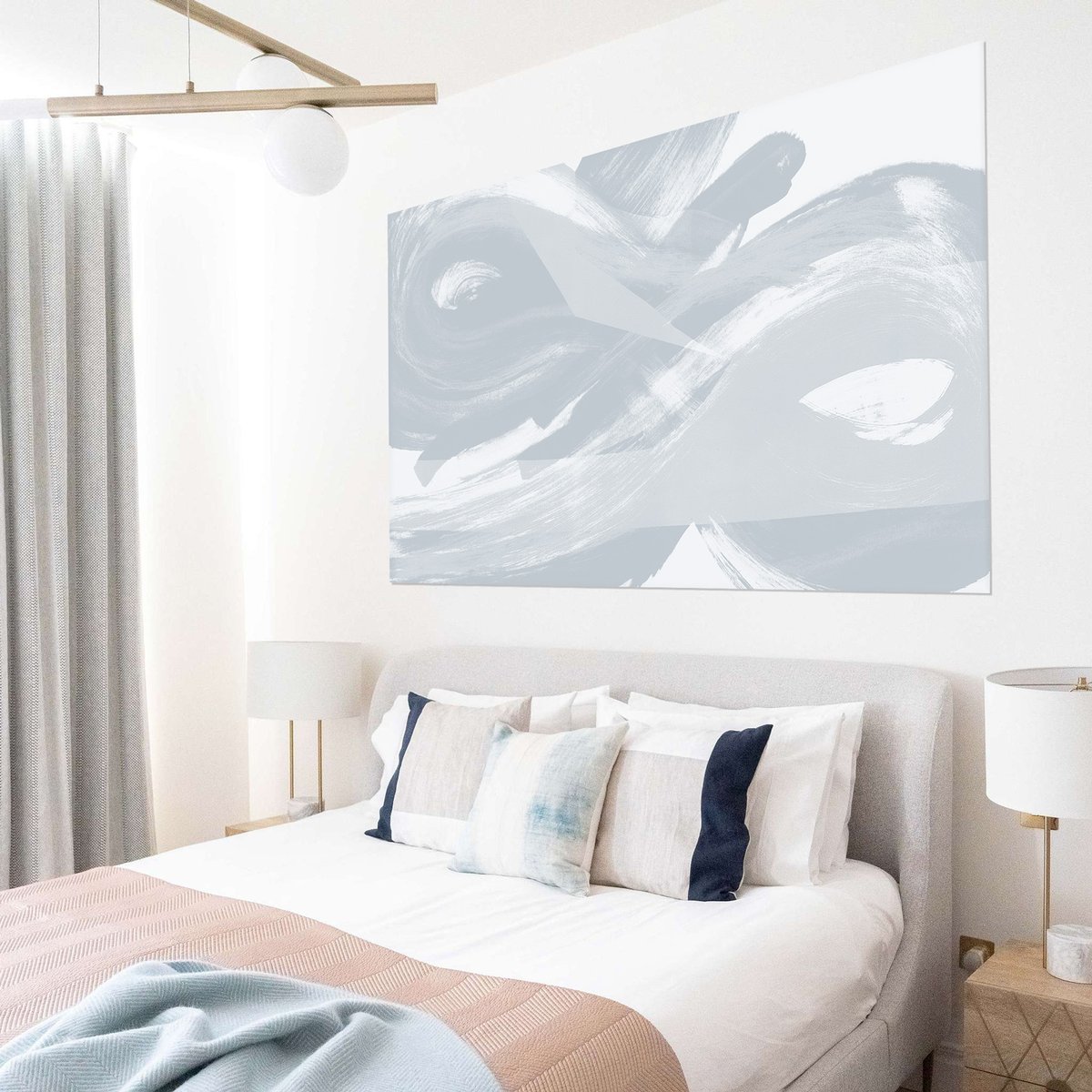 Tableau infini bleu ciel en toile imprimée, 200x110 cm bleu ciel, ACTE DECO