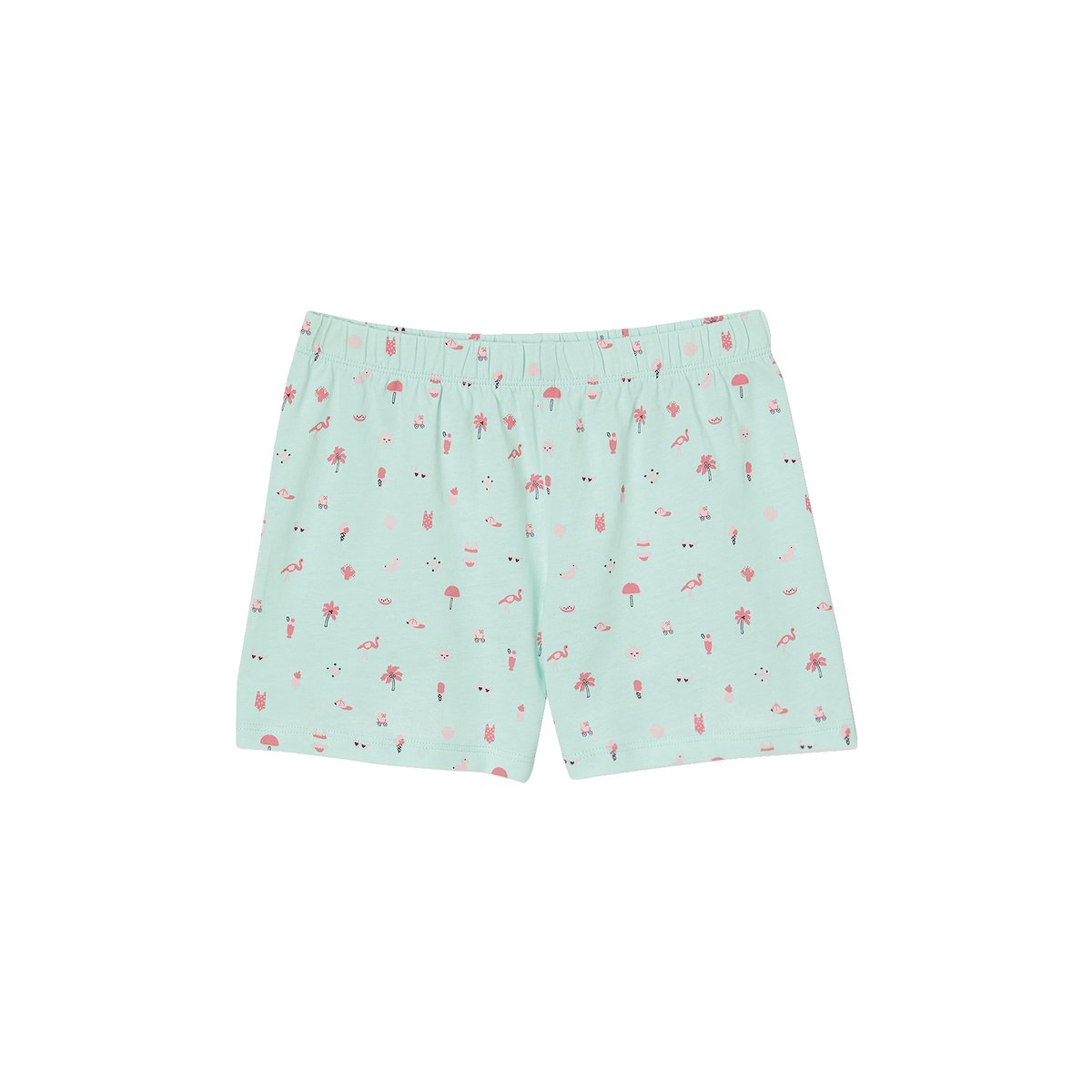 Lot 2 pyjashorts 1 motif arc-en-ciel + 1 motif flamant rose turquoise, VERTBAUDET