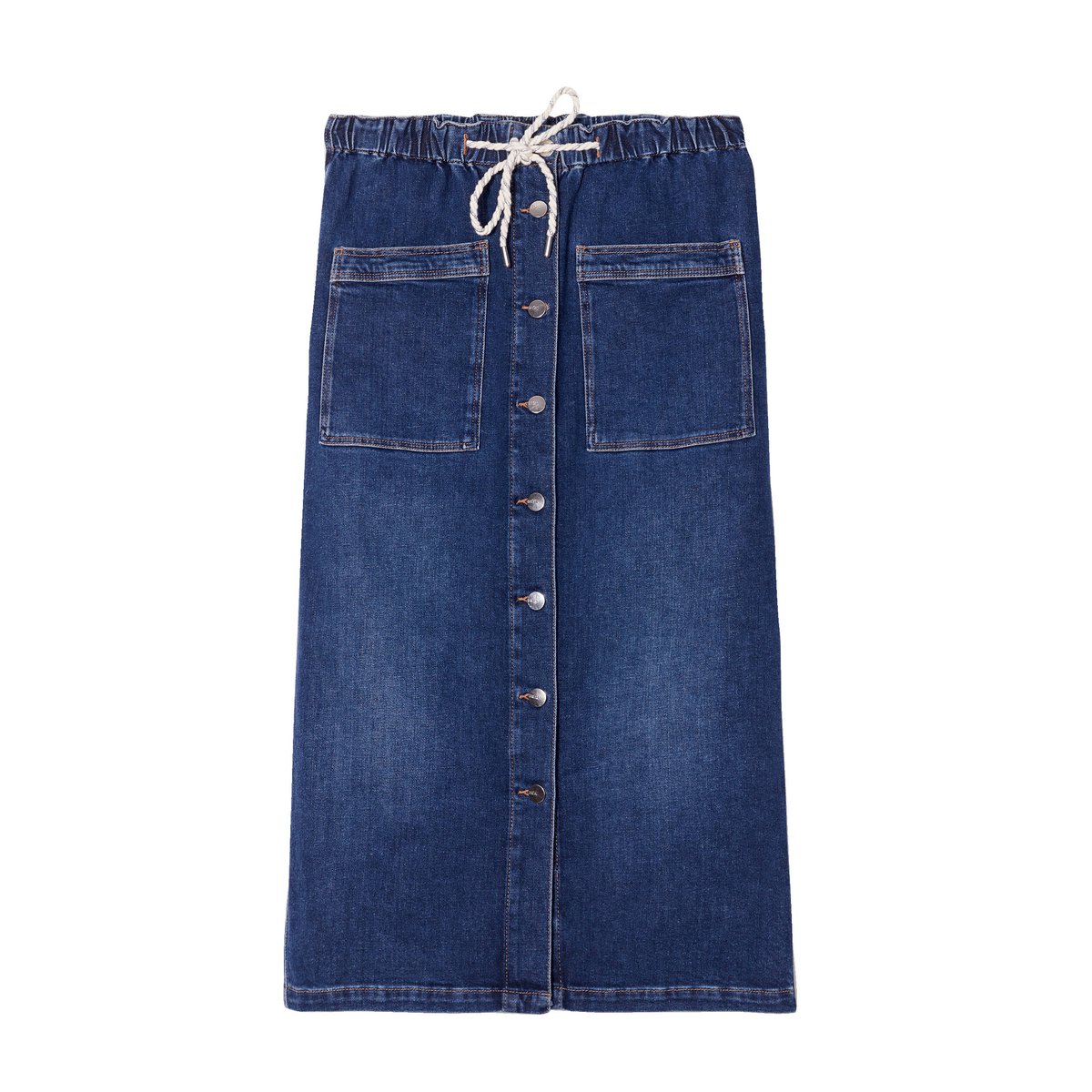Jupe longue droite en jean denim stone, BREAL