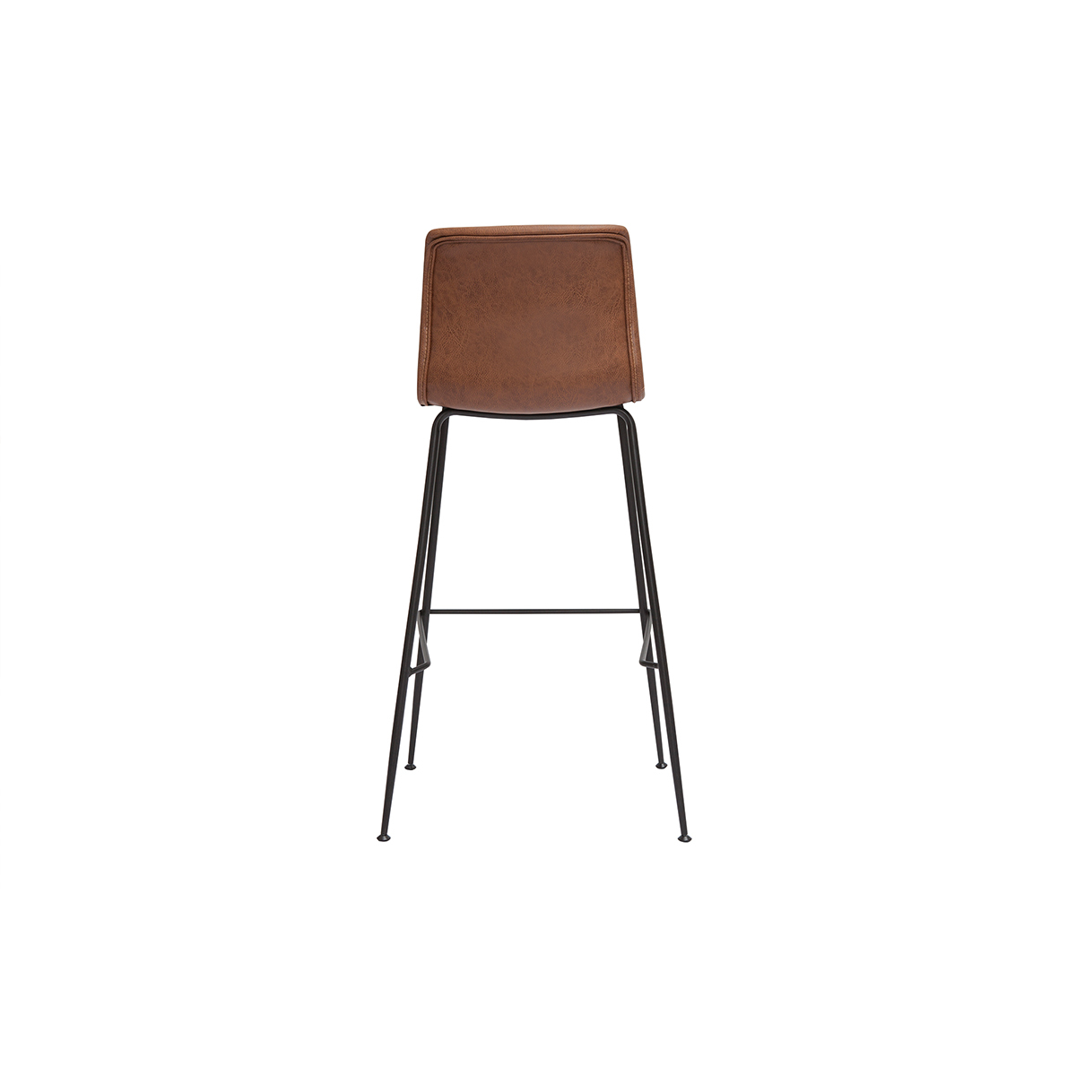 Tabourets de bar fixes pieds métal noir H75 (lot de 2) HAROLD marron, MILIBOO