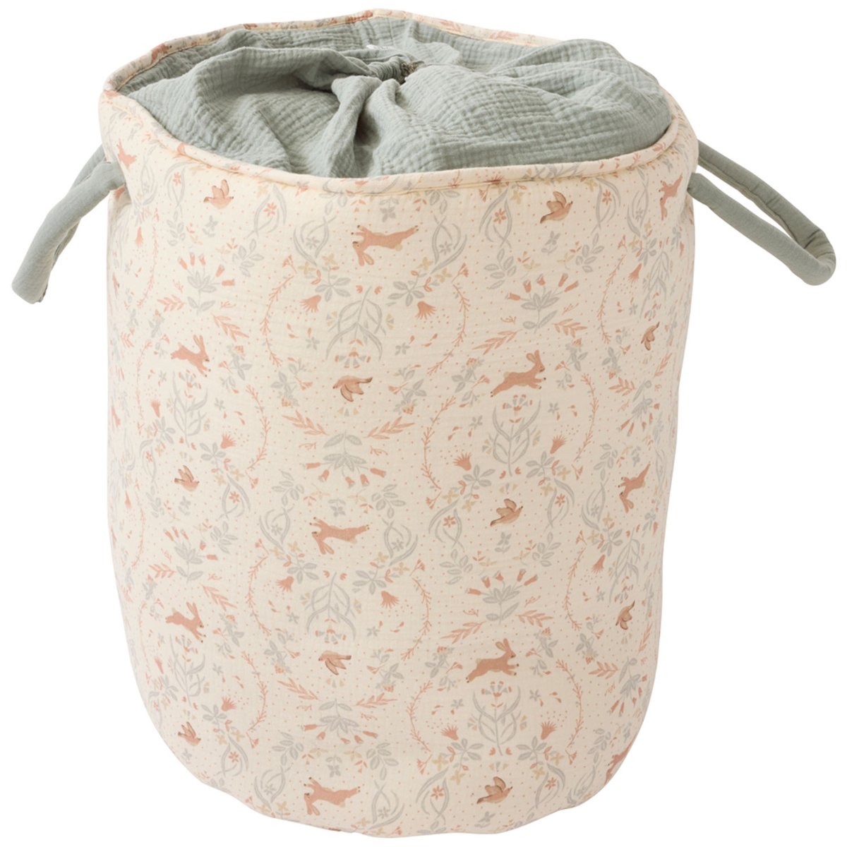 Maxi panier de rangement à anses (40x45cm) ivoire, vert de gris, BB & CO
