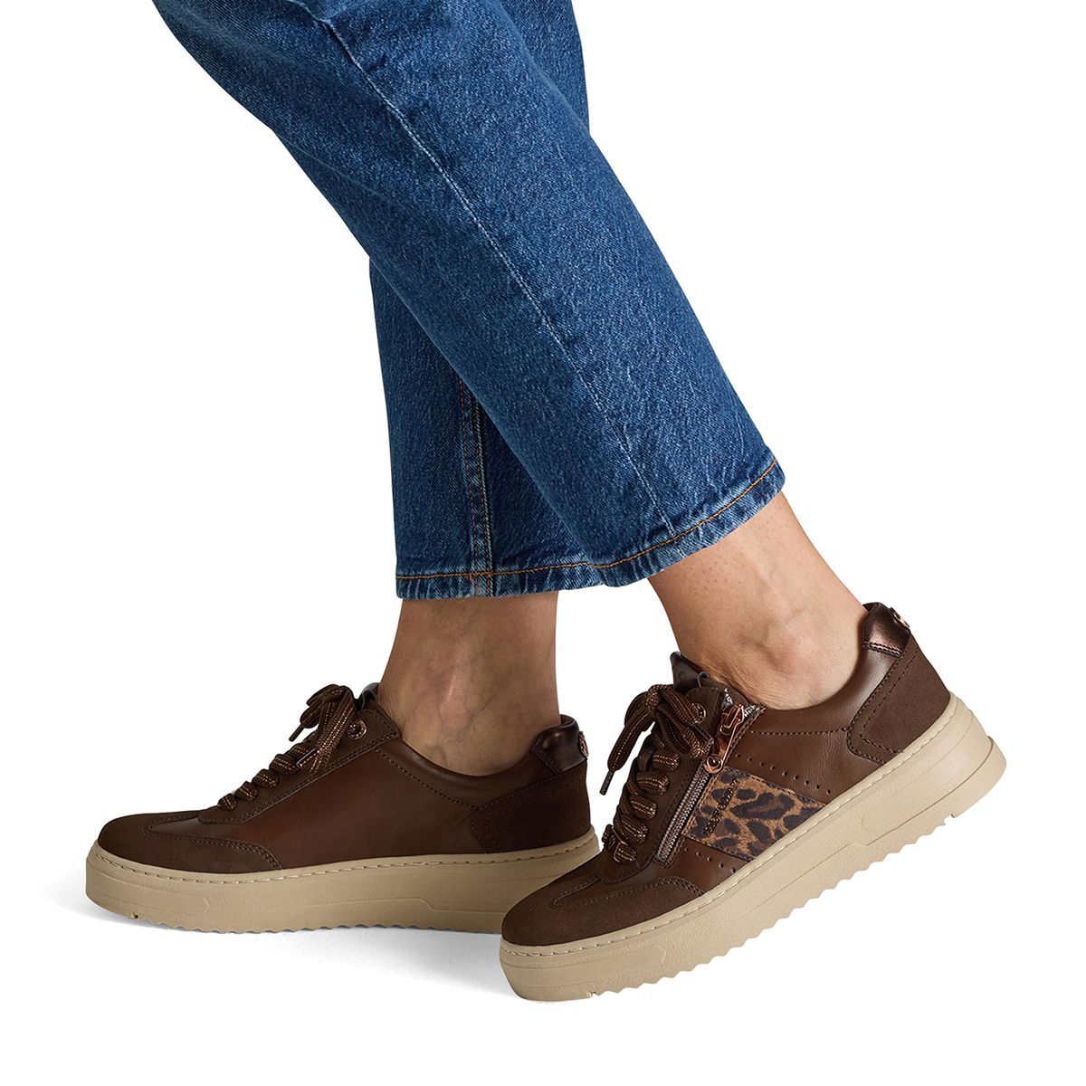 Basket à talon marron taupe nubuck, MARCO TOZZI