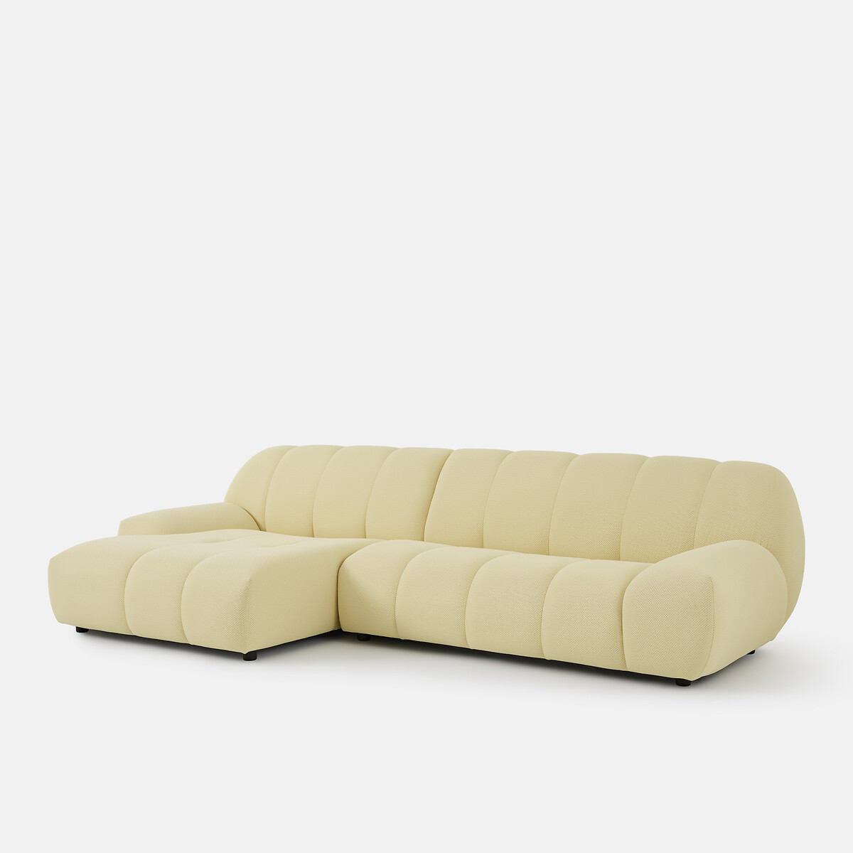 Canapé d'angle gauche, 4 places, en tissu matelassé, NURIA jaune, LA REDOUTE INTERIEURS