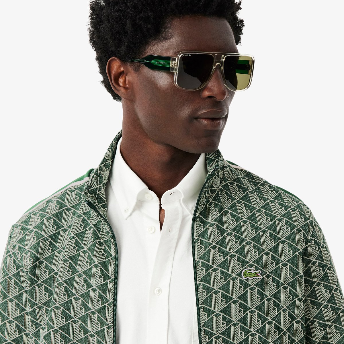 Veste de survêtement zippée Paris jacquard vert-d1r, LACOSTE