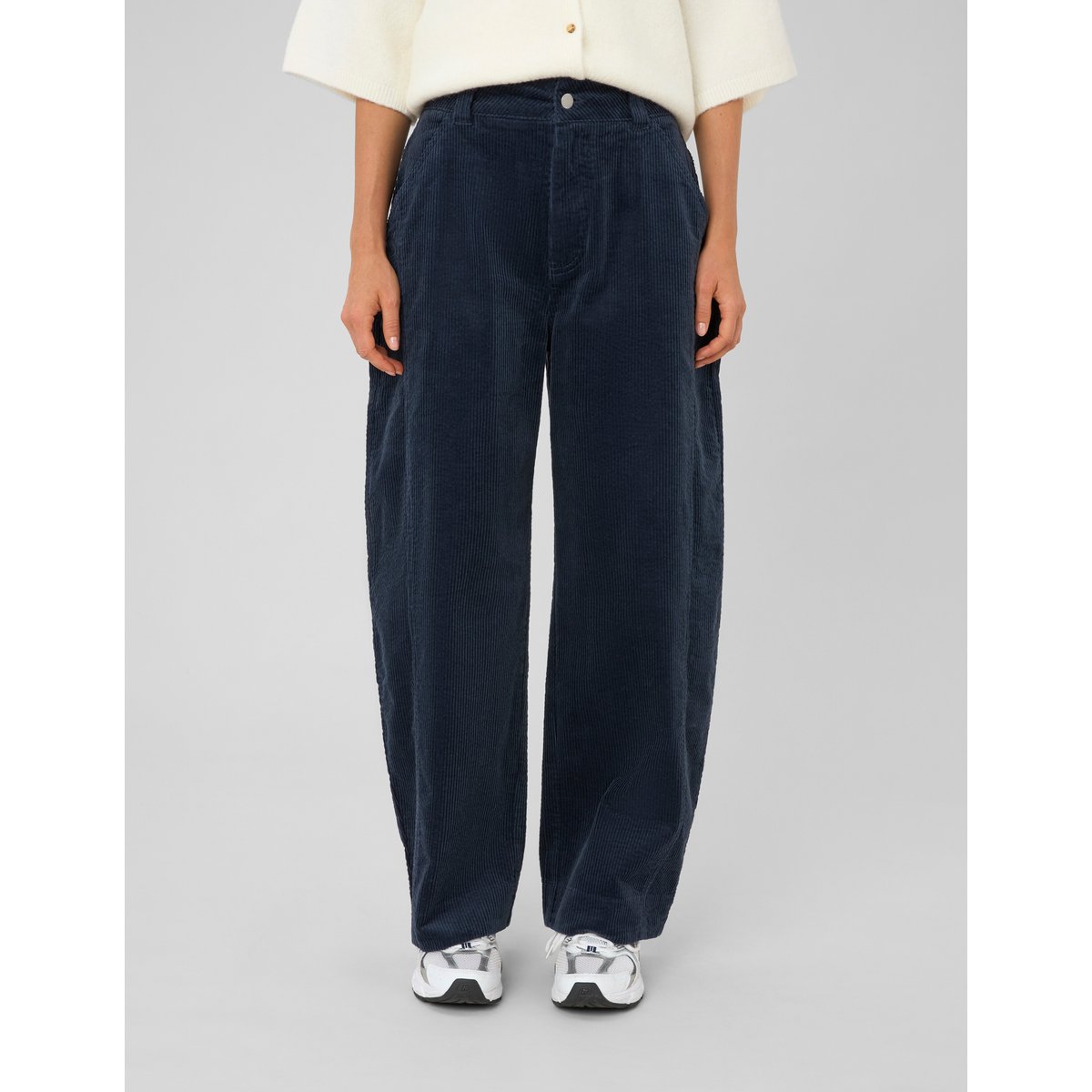 Pantalon balloon en velours bleu foncé, BZB