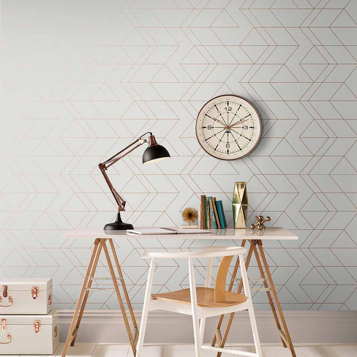Papier peint Balance White/ Pink Gold blanc, GRAHAM ET BROWN