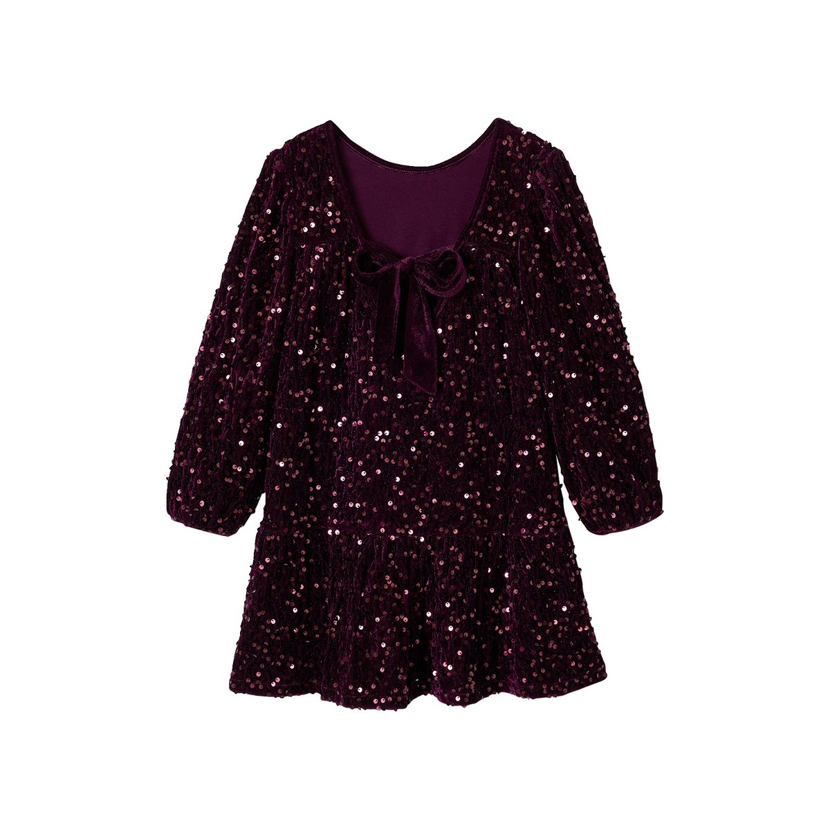 Robe manches longues prune, VERTBAUDET