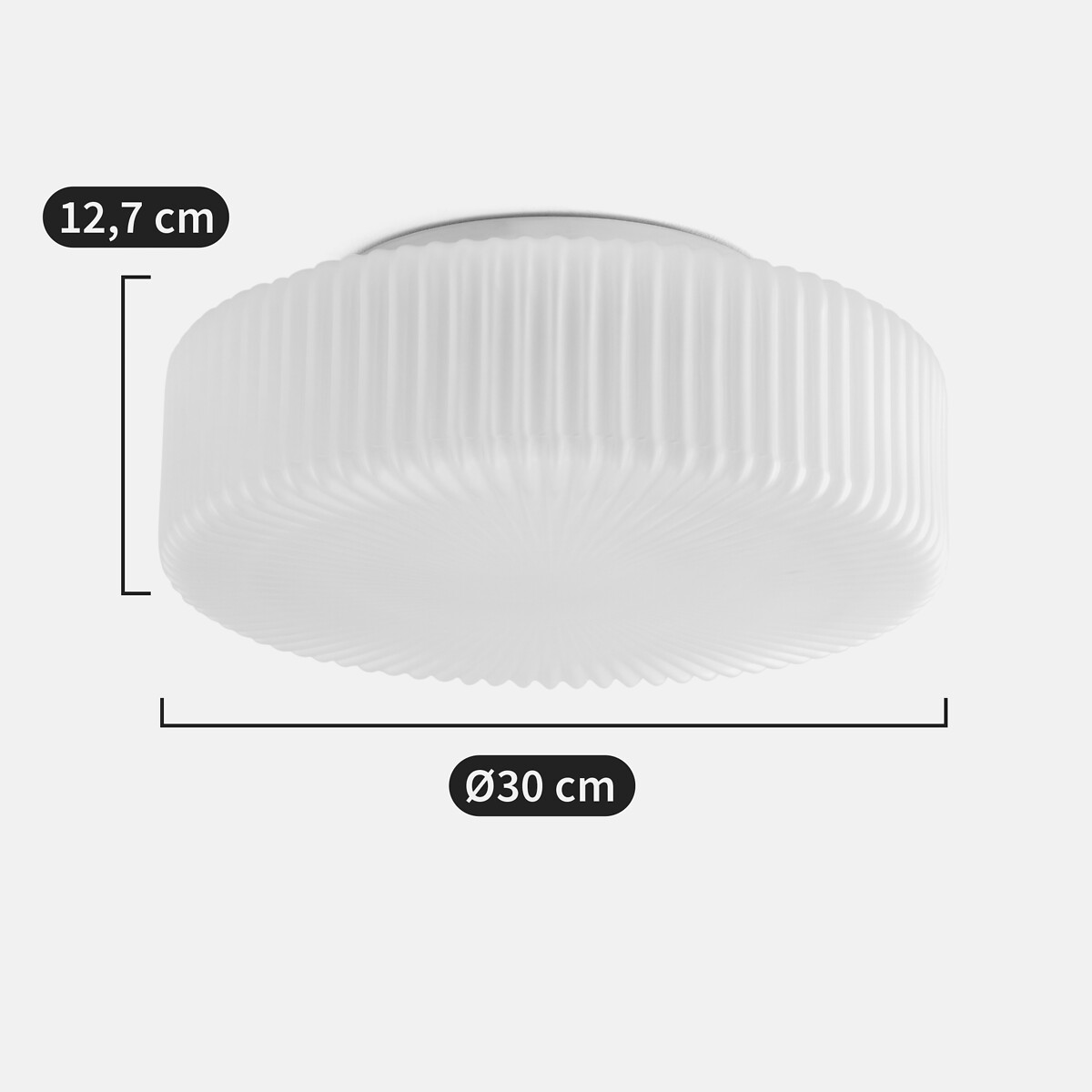 Plafonnier ou applique, en verre strié opaline, PHÉRADÉ blanc, LA REDOUTE INTERIEURS