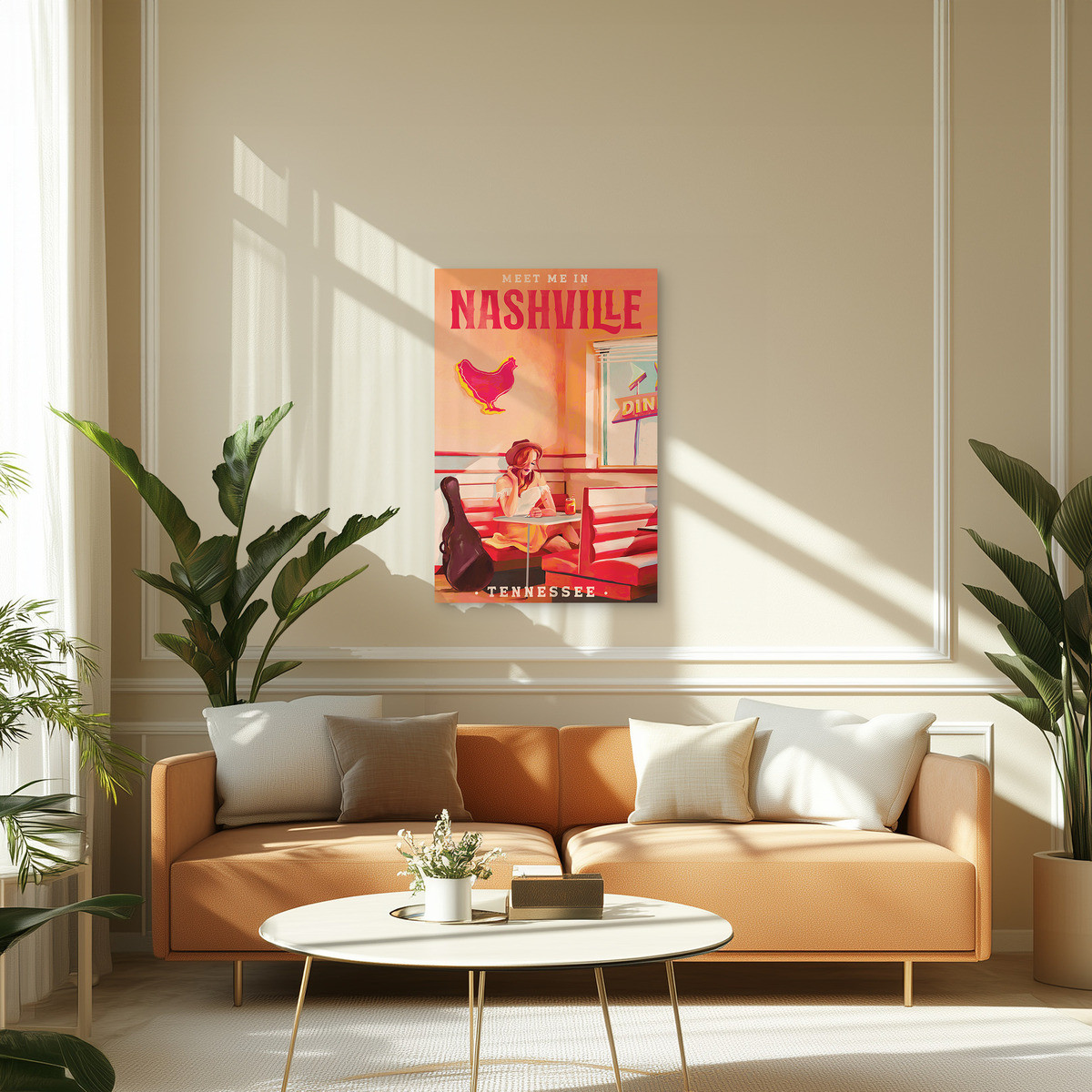Tableau Sur Toile Nashville Rétro ILLUSTRATION tableaux sur toile-orange, CEANOTHE