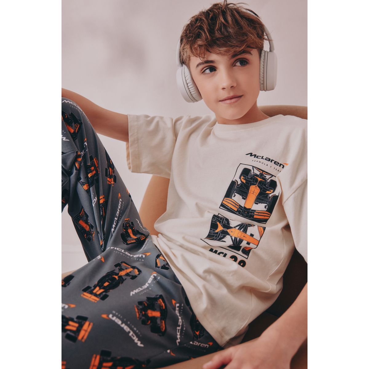 Pyjama 100 % coton mclaren noir/crème, NEXT