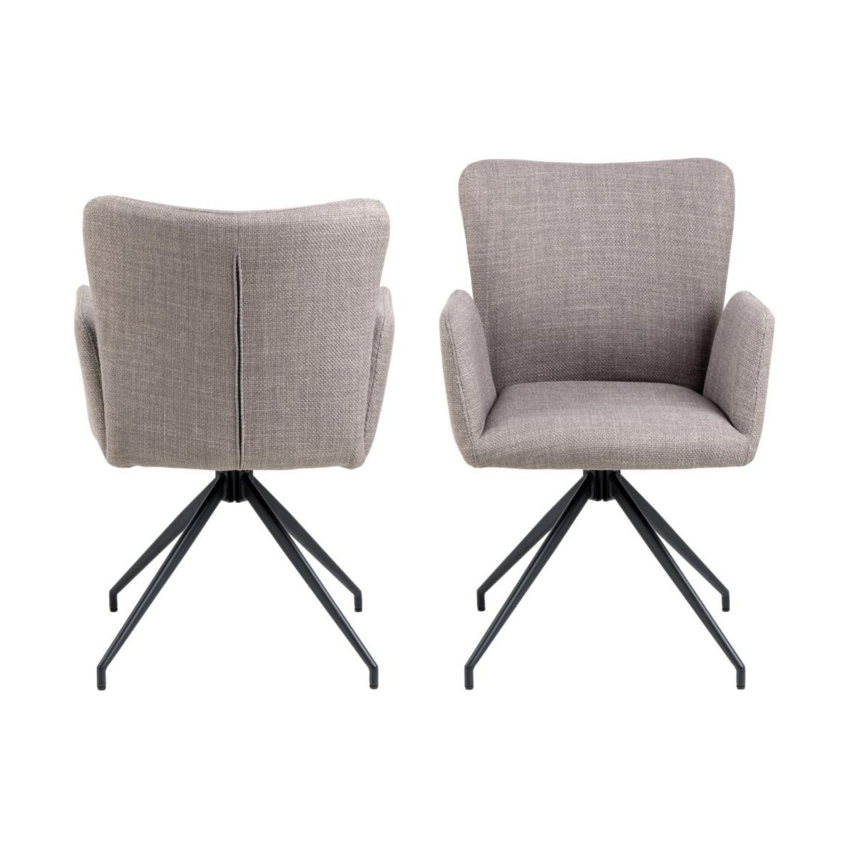 Fauteuils de salle à manger pivotants en tissu (lot de 2) - LARA gris marron, HELLIN, DEPUIS 1862