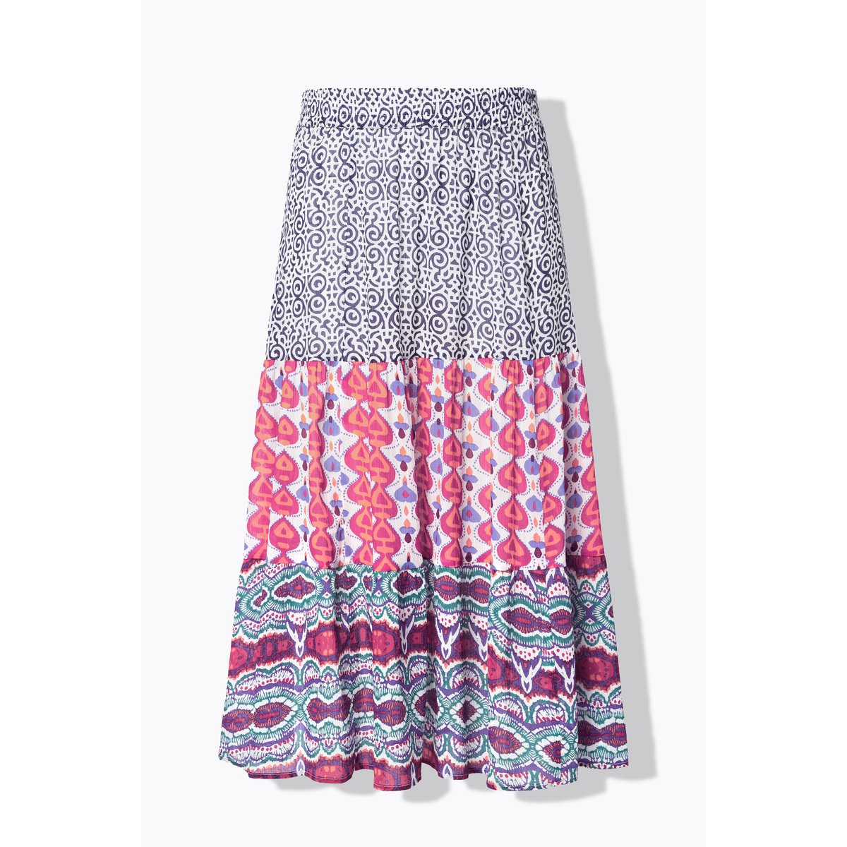 Jupe maxi, jeu de motifs à rayures aubergine, ULLA POPKEN