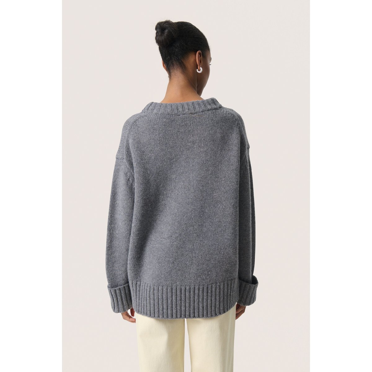 Pullover tricoté gris grey melange, SOAKED IN LUXURY