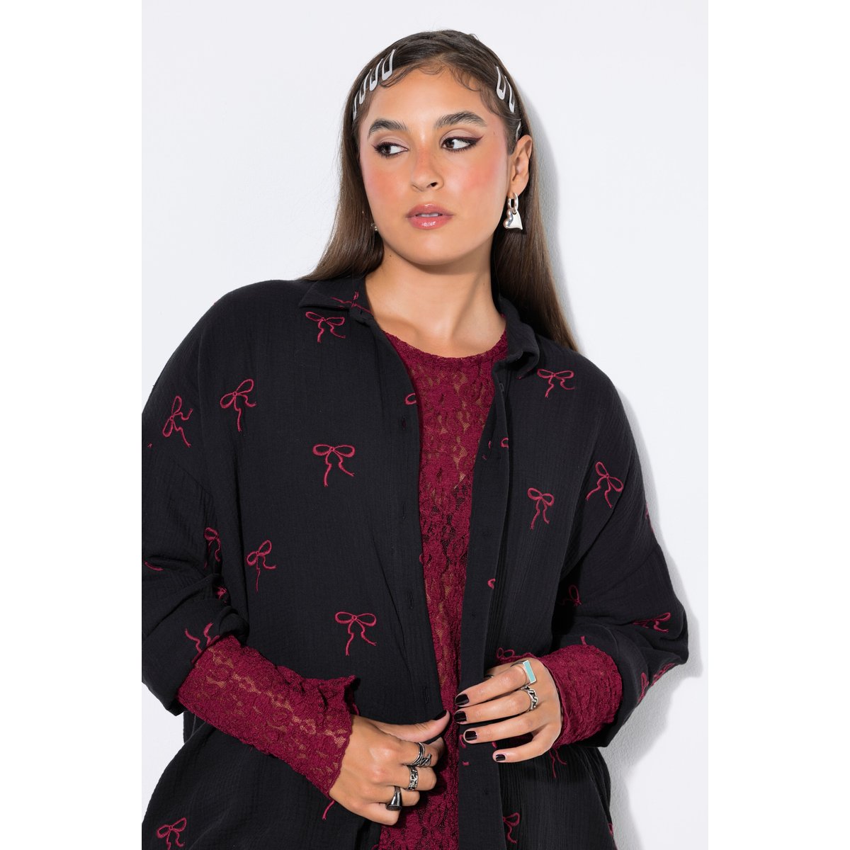 Chemisier oversize en mousseline noir, STUDIO UNTOLD