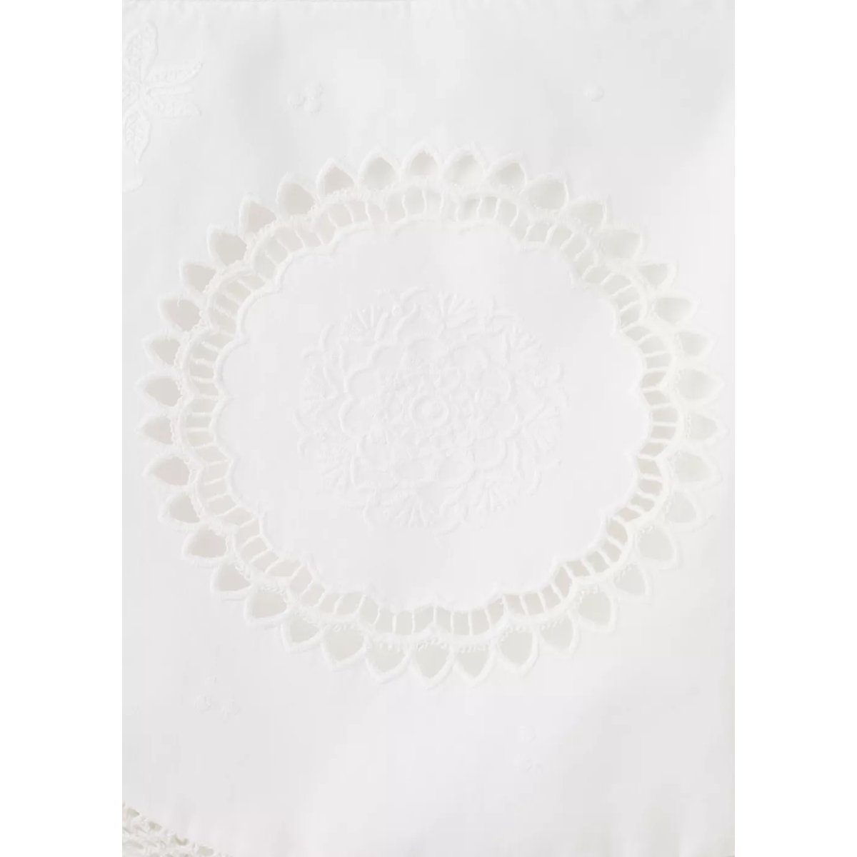 Jupe en coton à broderies ajourées blanc, MANGO