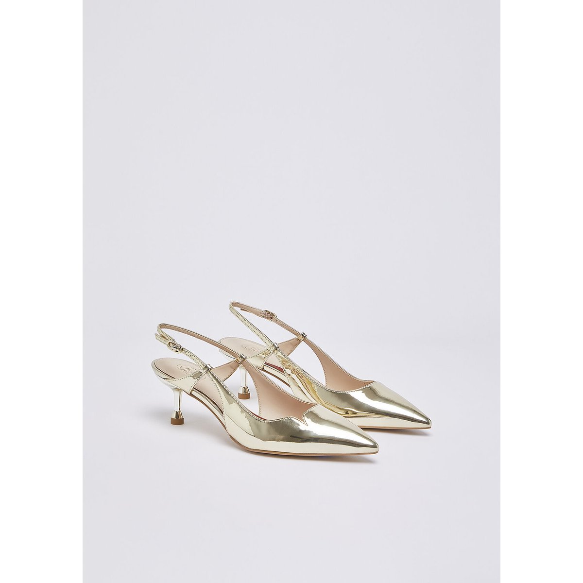 Slingbacks en lamé effet miroir or clair, LIU JO