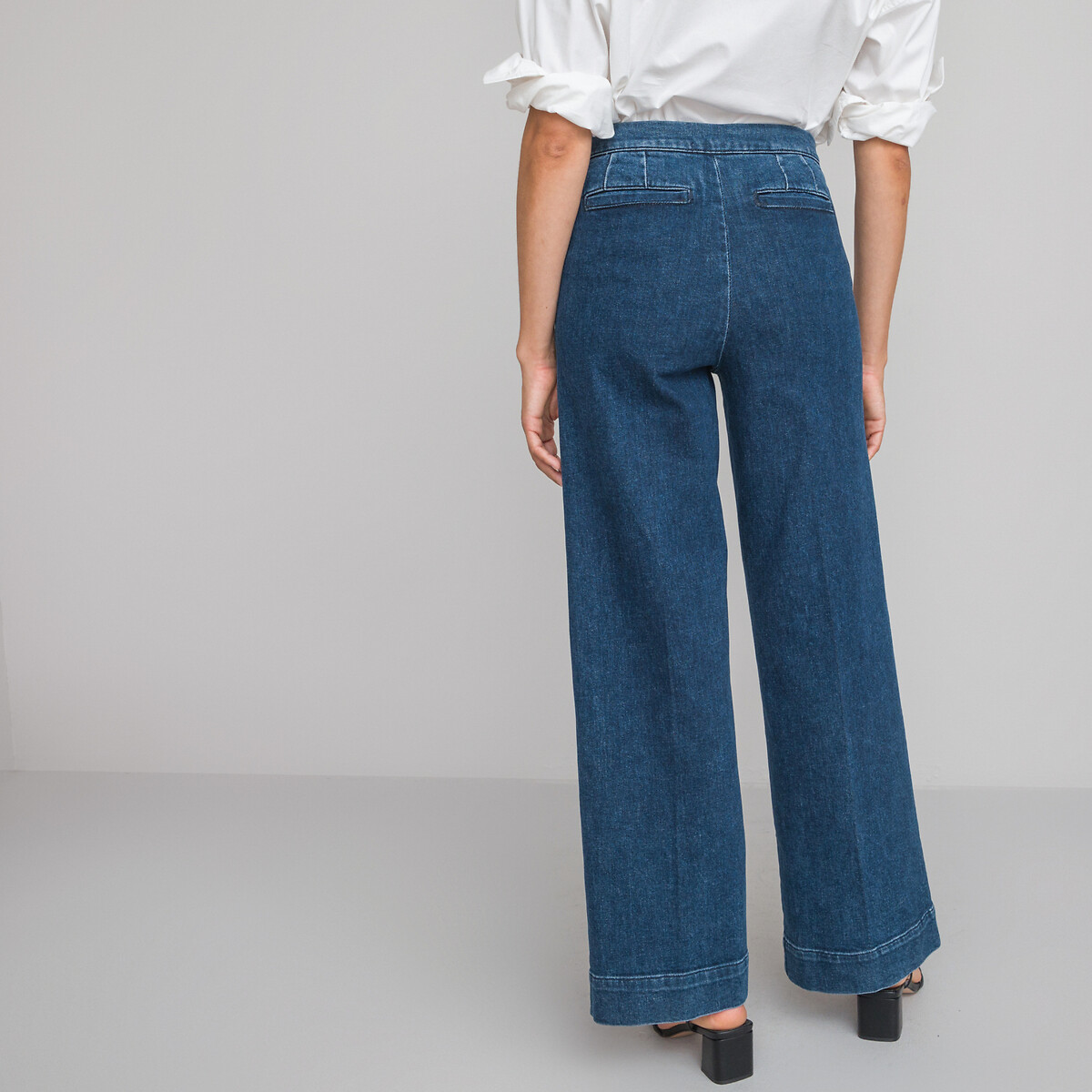 Wide Leg Sailor Jeans with High Waist untreated, LA REDOUTE COLLECTIONS