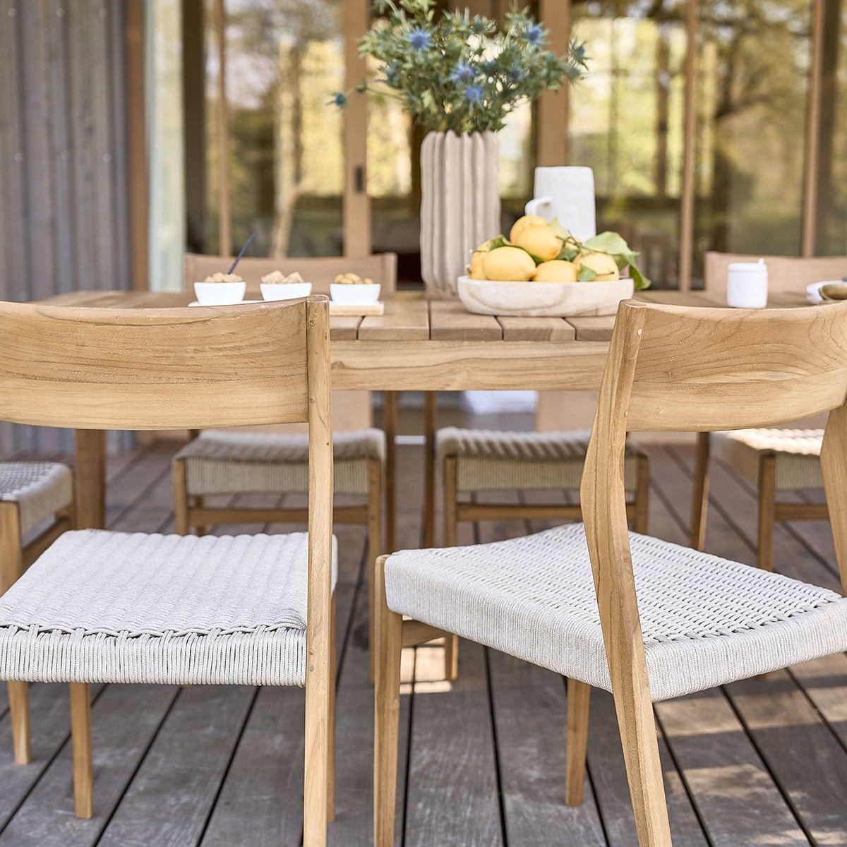 Salon de jardin en teck massif et cordage 8 places LIVIE beige, BERAH GETAH