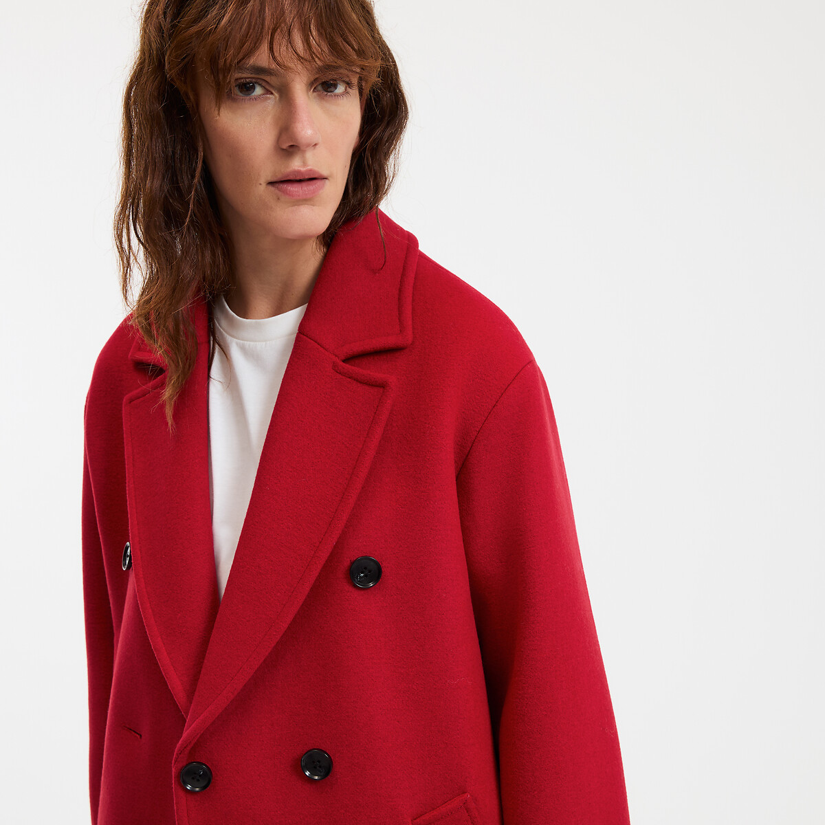 Manteau drap laine mélangée, Signature BARNABE rouge, LA REDOUTE COLLECTIONS