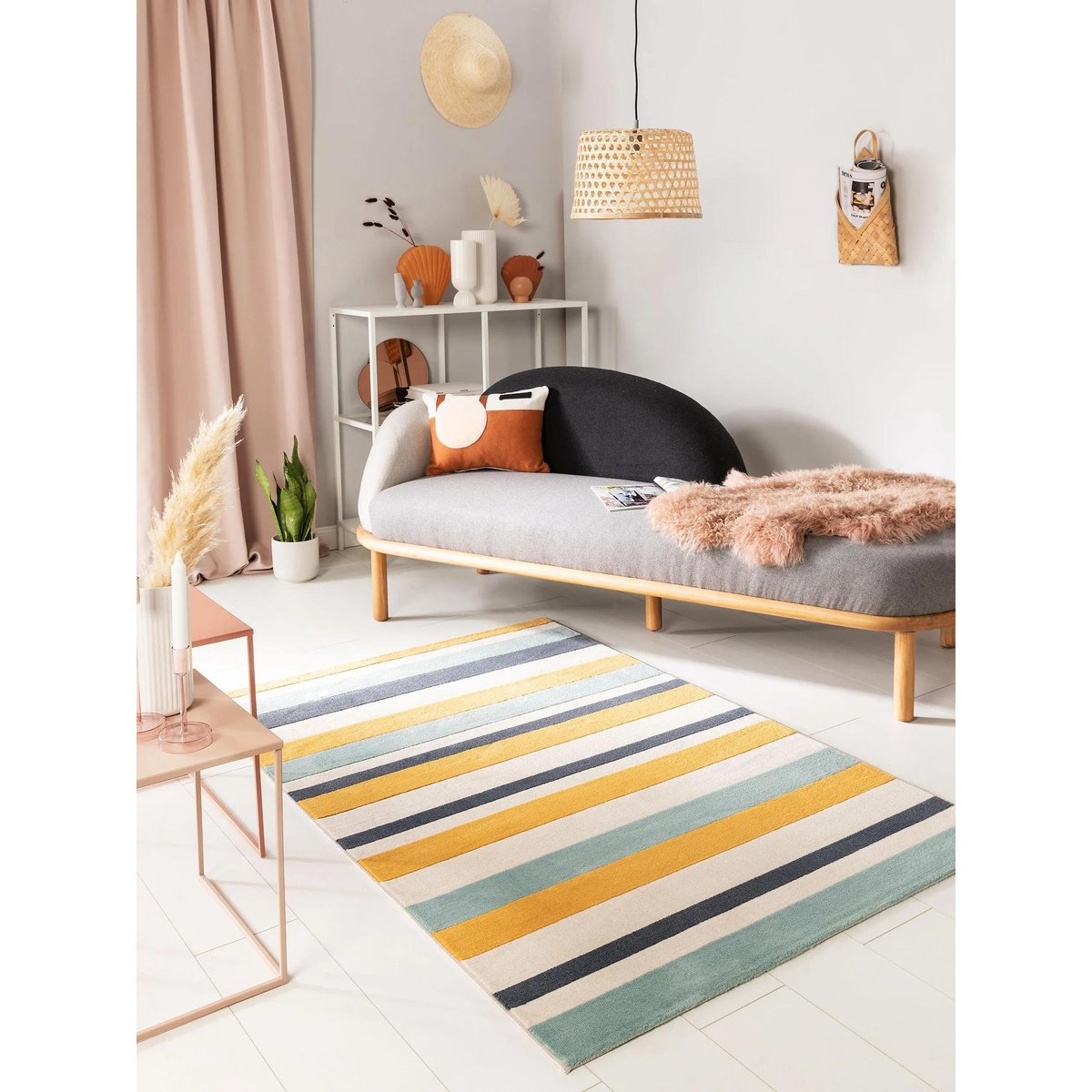 Tapis DESSERT bleu/jaune, BENUTA