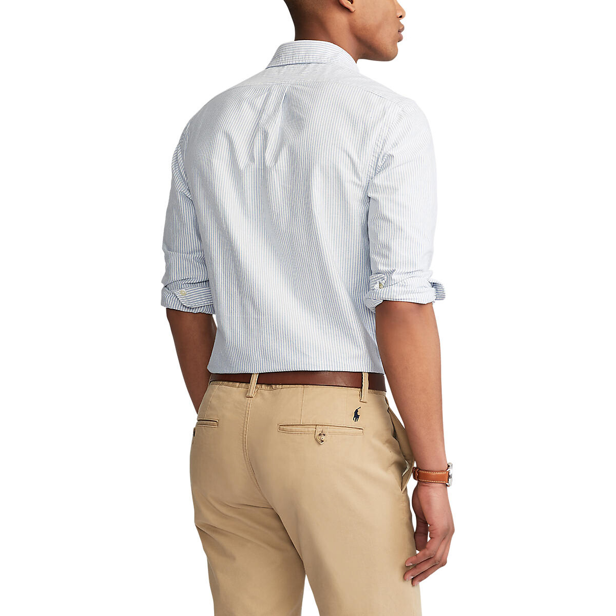 Slim Fit Gestreept Oxford overhemd wit/blauw, POLO RALPH LAUREN