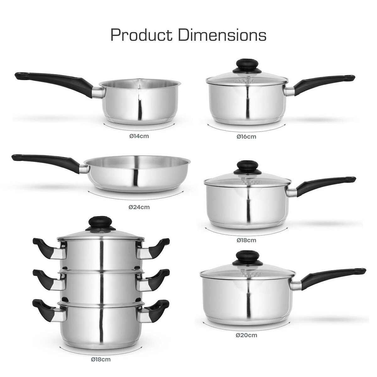 8-Piece Townhouse Cookware Set silver-coloured, SWAN