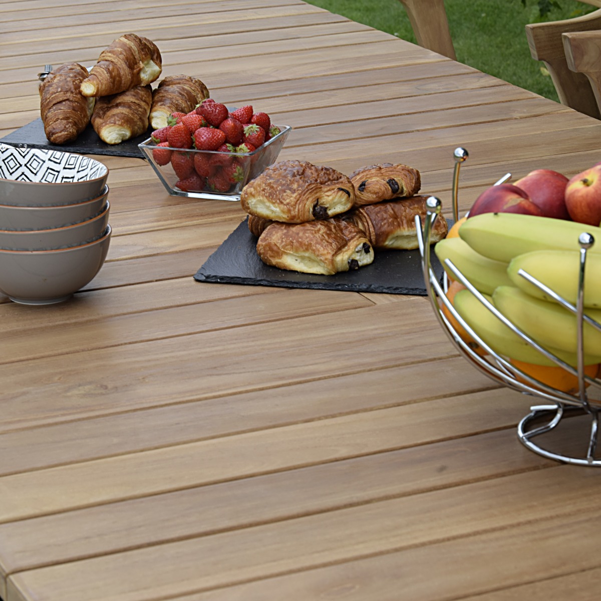 Table extensible rectangulaire teck massif 190/290 cm Flora XL naturel, TECK ATTITUDE