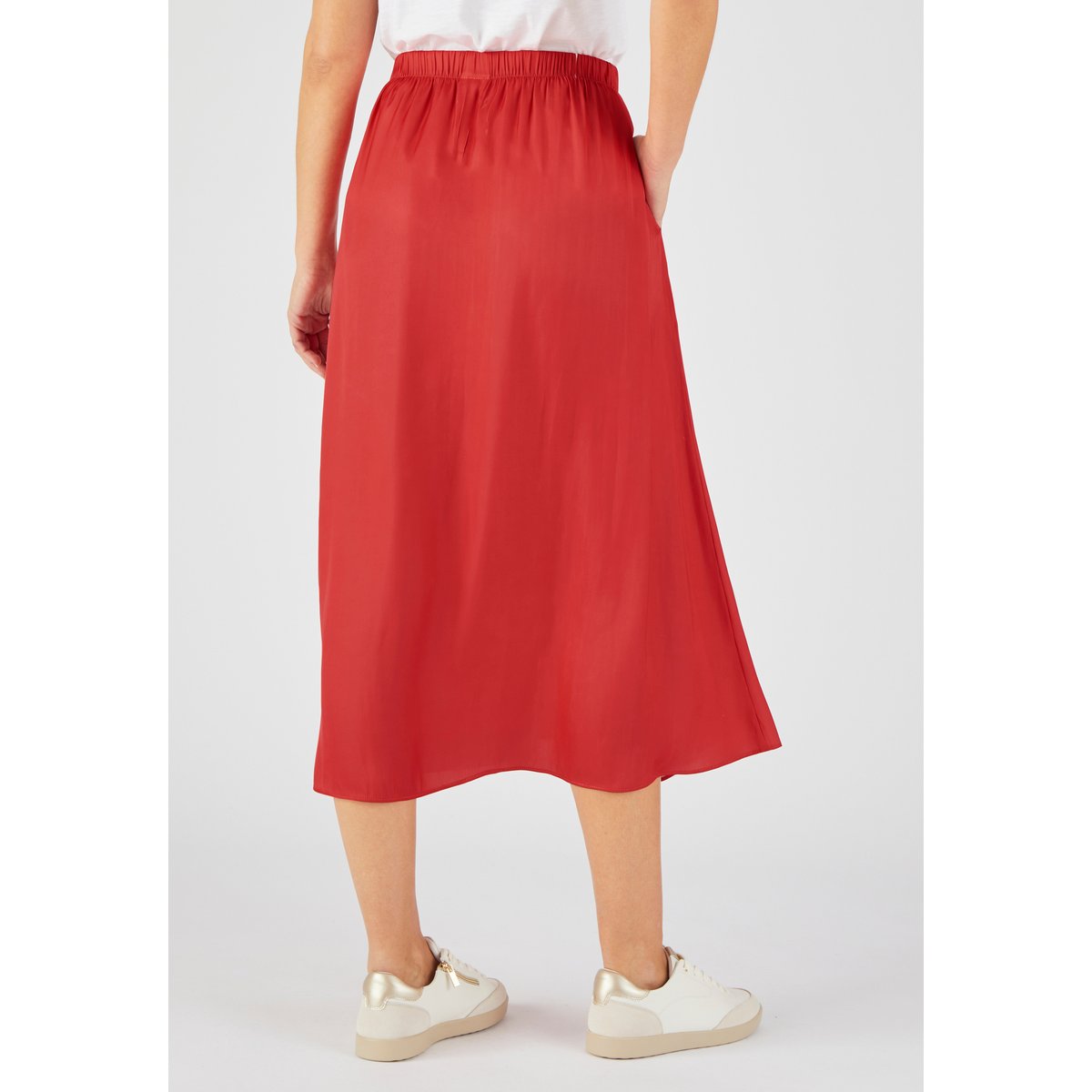 Jupe plissée aspect froissé satinée rose rouge, DAMART