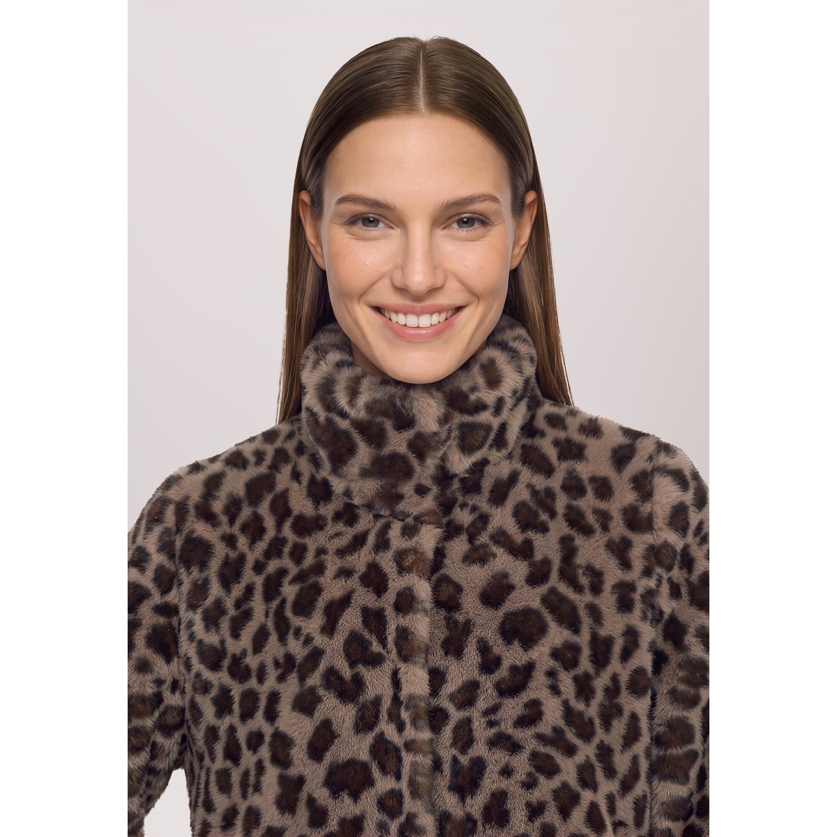 Veste en peluche à col droit taupe/marron, BETTY BARCLAY