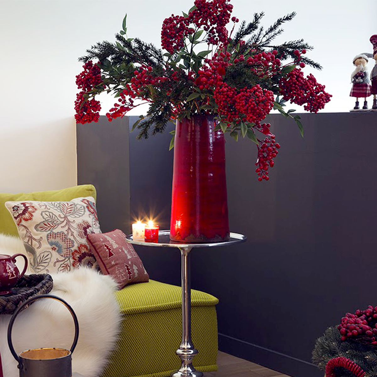 Branche de pin artificielle givrée H99 vert, SIA DECO