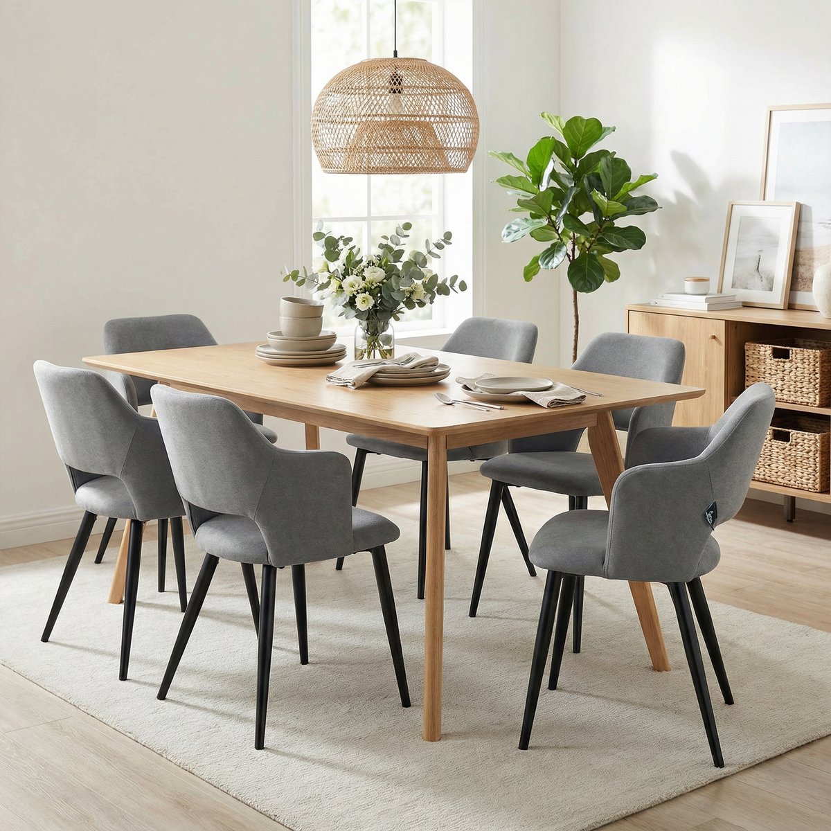 Lot de 6 chaises de salle à manger style scandinaves, AKANJINEW gris, MEUBLES COSY