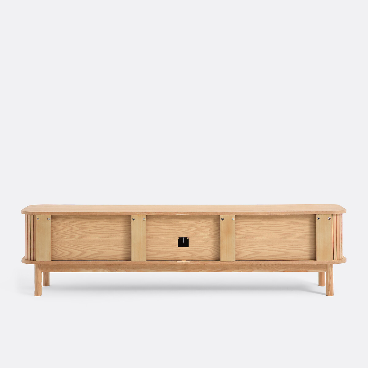 Meuble TV en frêne et plaqué, 2 portes coulissantes, largeur 200 cm, WAPONG teinté chêne, LA REDOUTE INTERIEURS