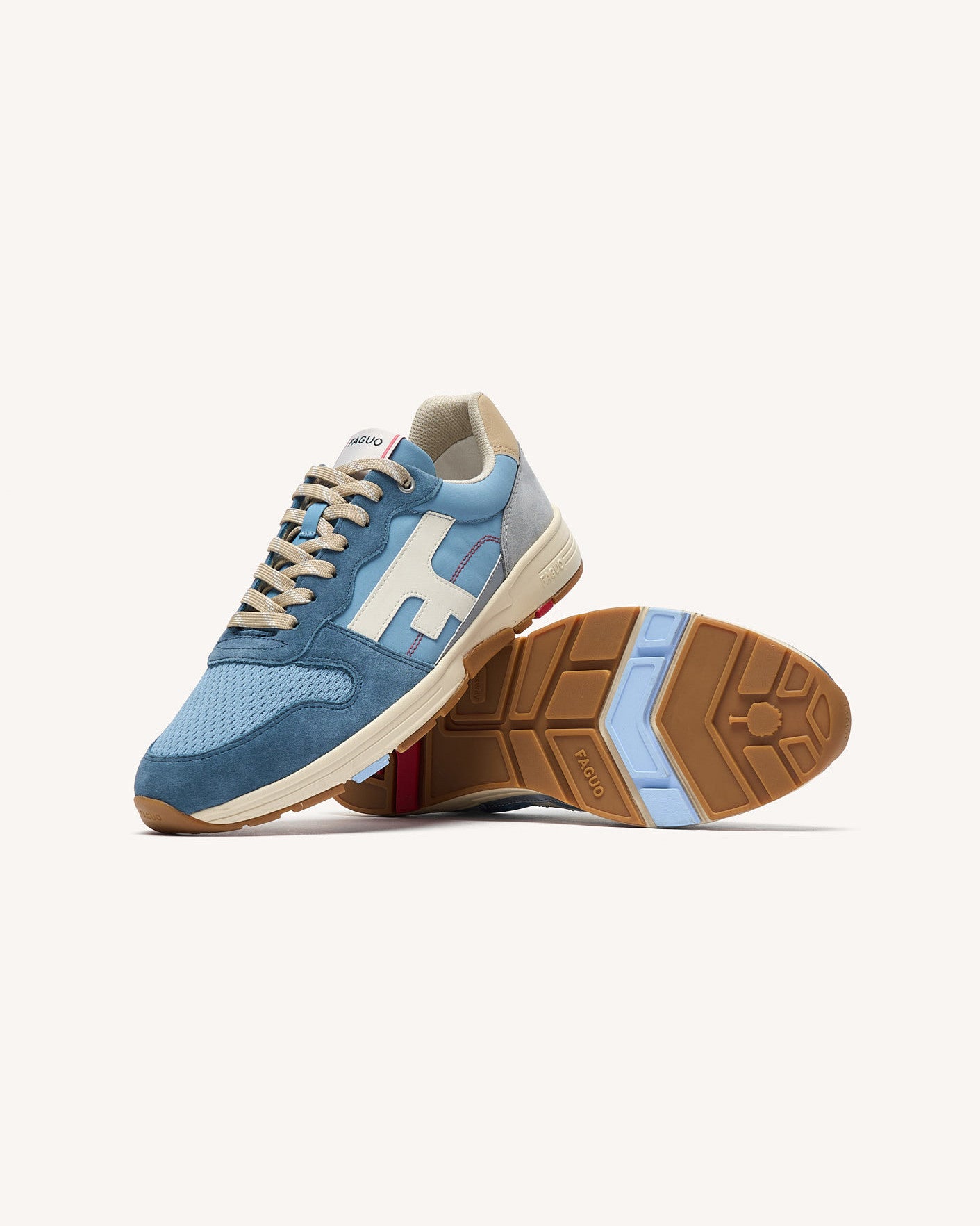 Running tissu suede OLIVE bleu grisé, FAGUO