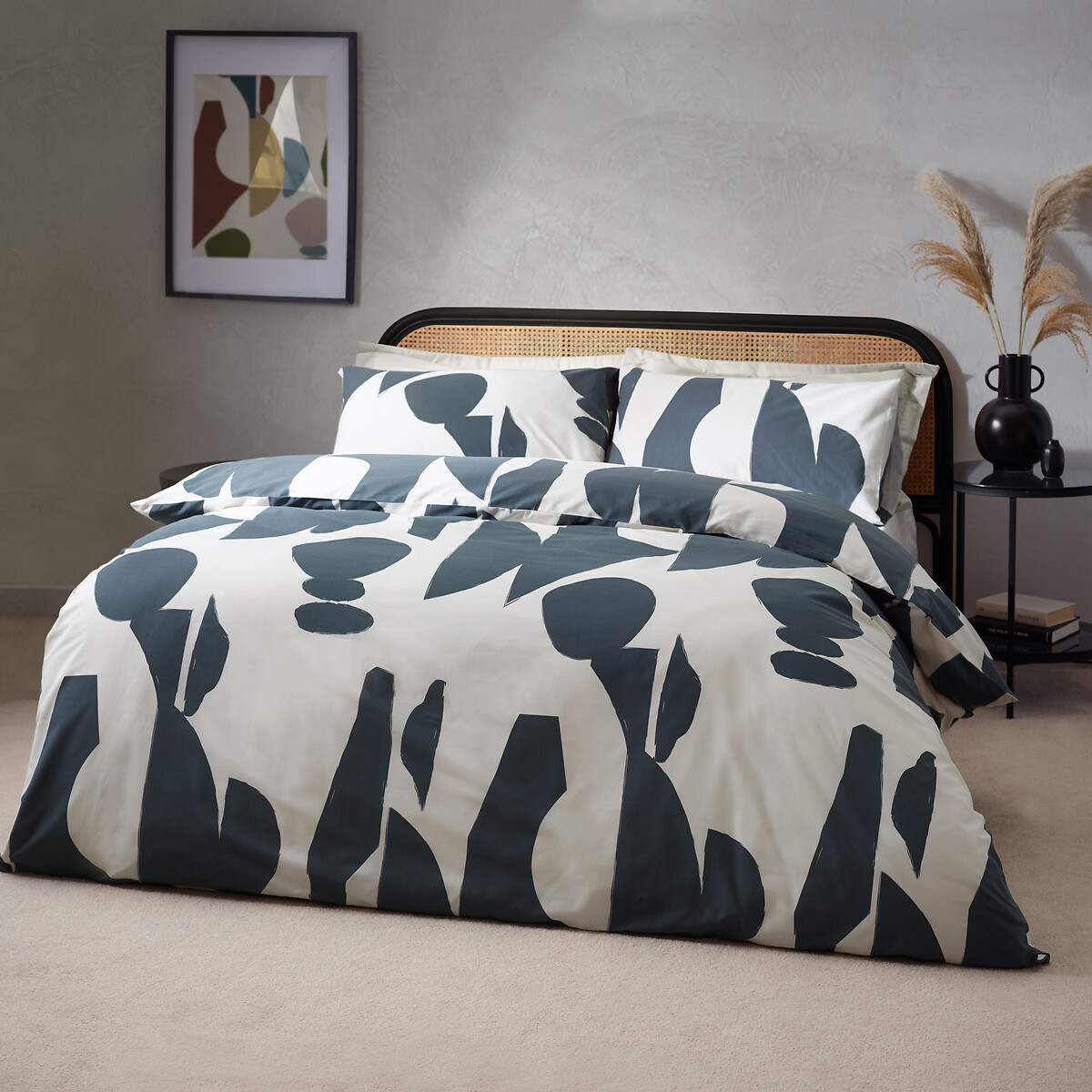 Meta Abstract Cotton Mix Duvet Cover and Pillowcase Set indigo dusk, HÖEM