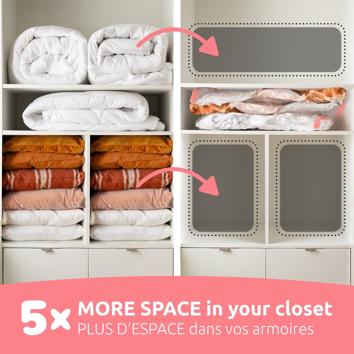 COMPACTOR - Lot 3 sacs rangement sous vide ASPISPACE - 55 x 0 x H.90 cm - Transparent transparent, COMPACTOR