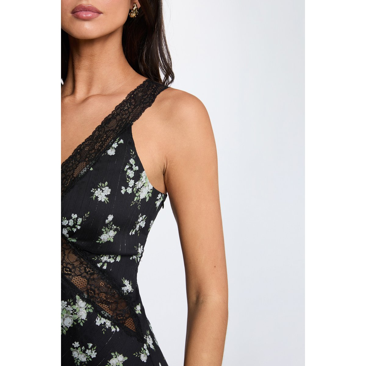 Robe dentelle col v multicolore, MORGAN
