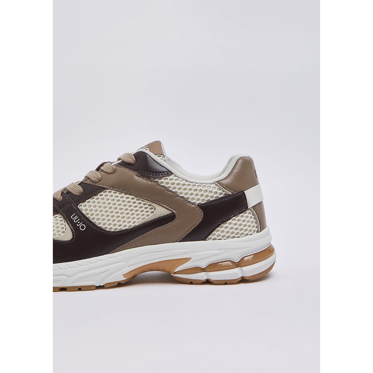 Baskets en cuir et mesh beige, LIU JO
