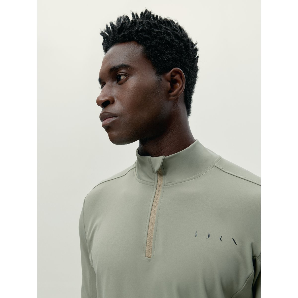 Sweat de sport homme Kael Demi-zip fermeture éclair vert thé, BORN