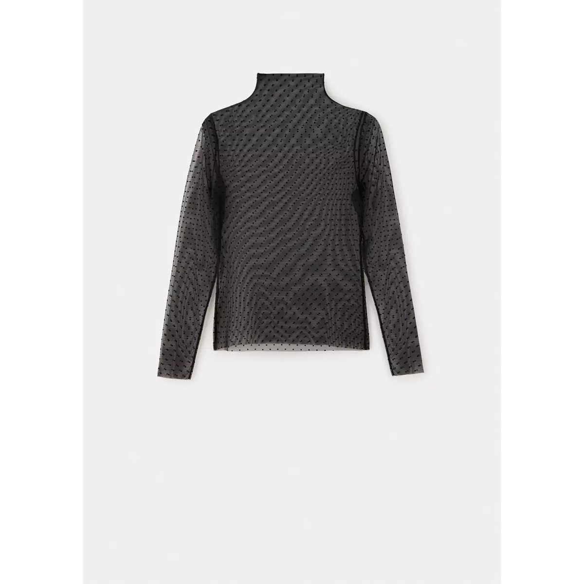 Blouse plumetis à col montant noir, MANGO