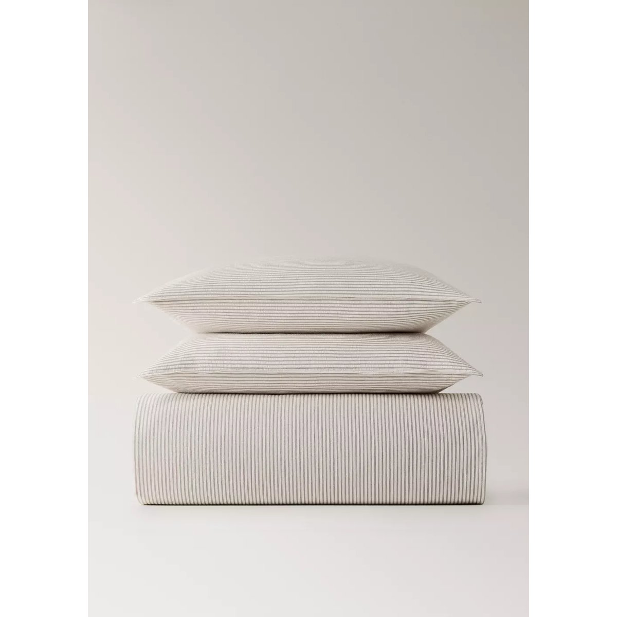 Housse de couette coton seersucker à rayures fines lit 135/140 cm café, MANGO HOME