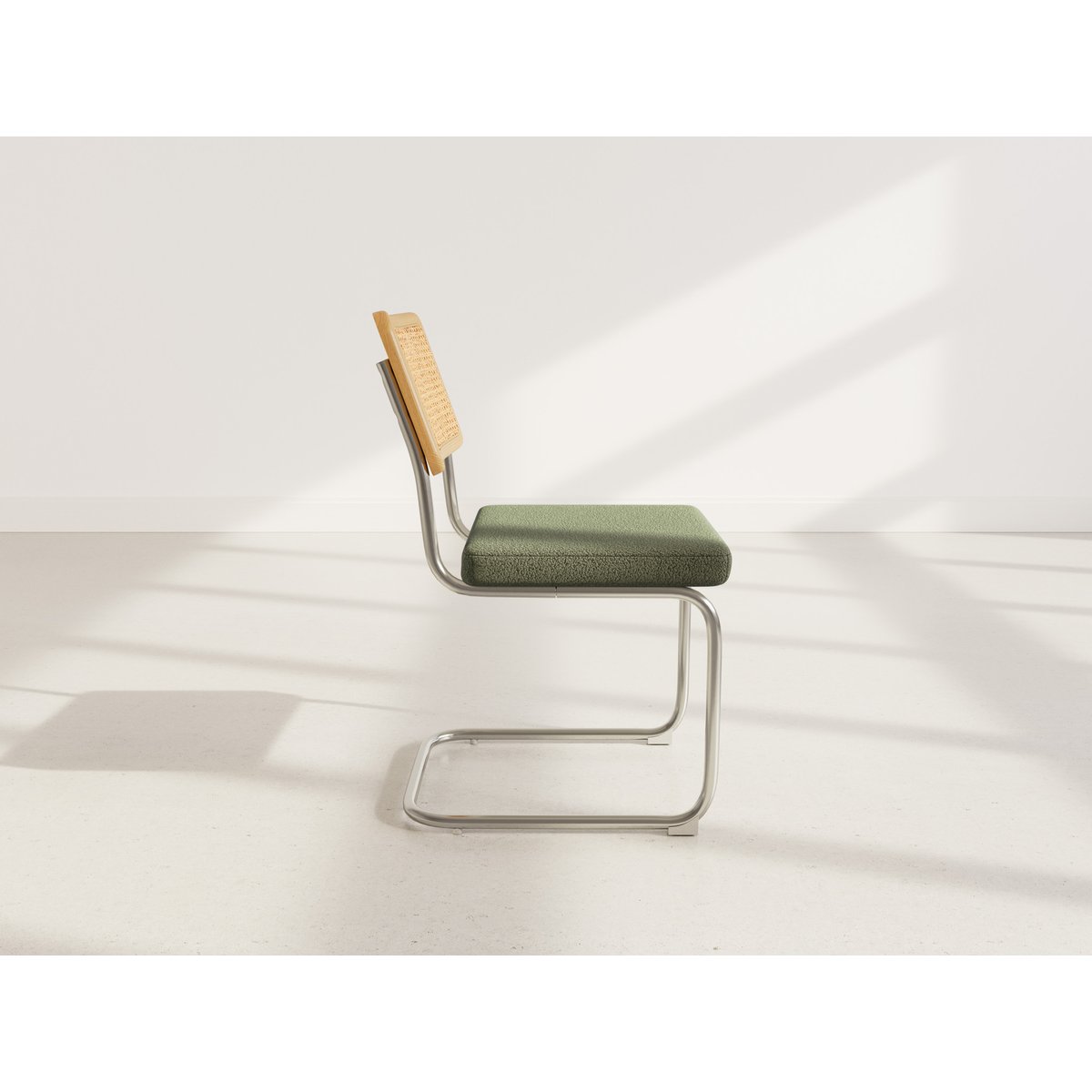 Lot de 2 chaises en tissu bouclette, DAMIANO vert kaki, BEST MOBILIER