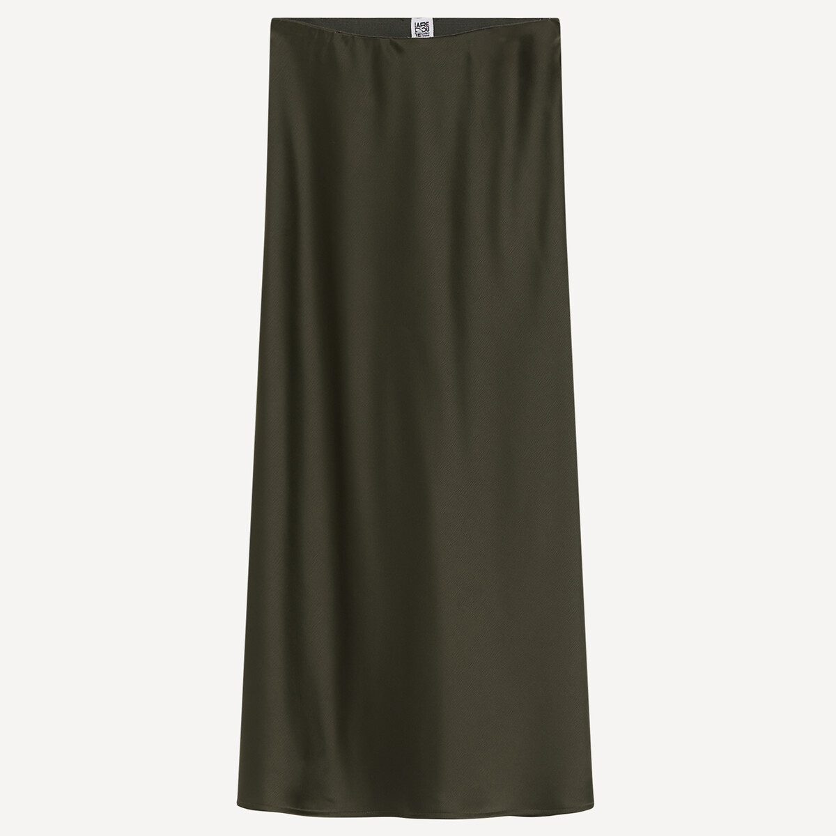 Matt Satin Full Elasticated Waist Midi Skirt khaki green, LA REDOUTE COLLECTIONS