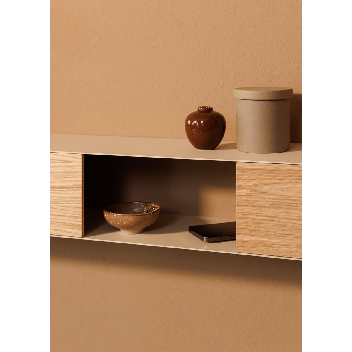 Console murale SION beige cashew / bois de chêne, METALLBUDE